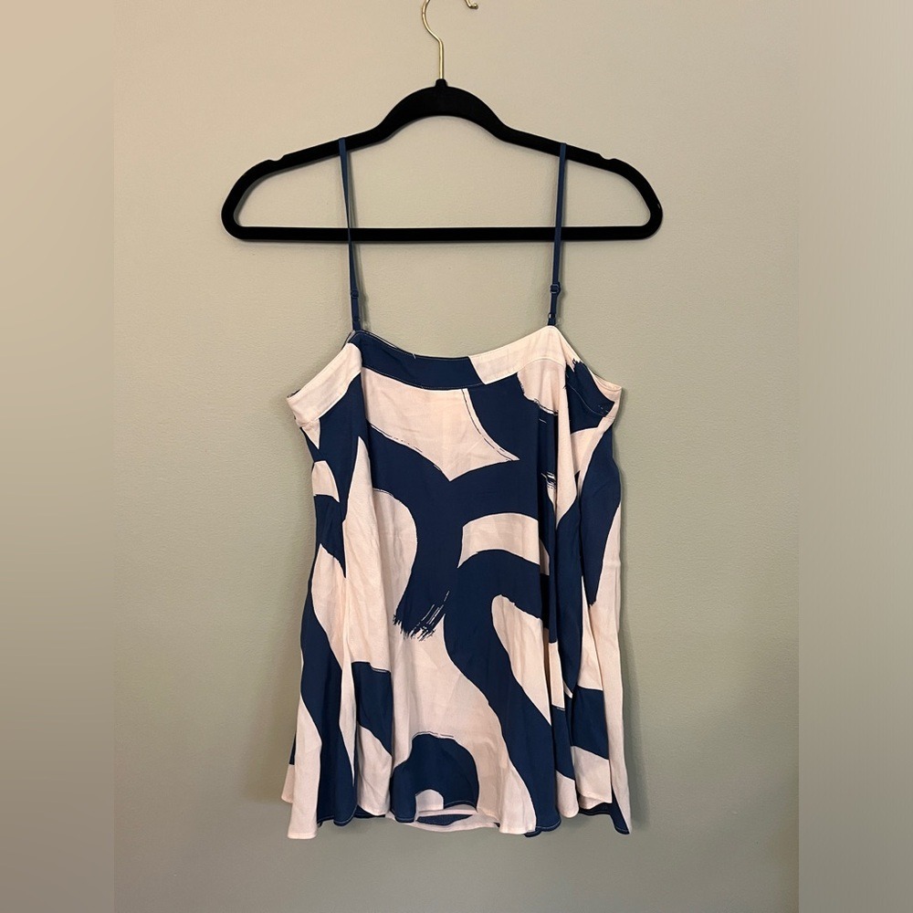 Maeve By Anthropologie Top Blouse Cream Navy Blue Women Size Small Casual
